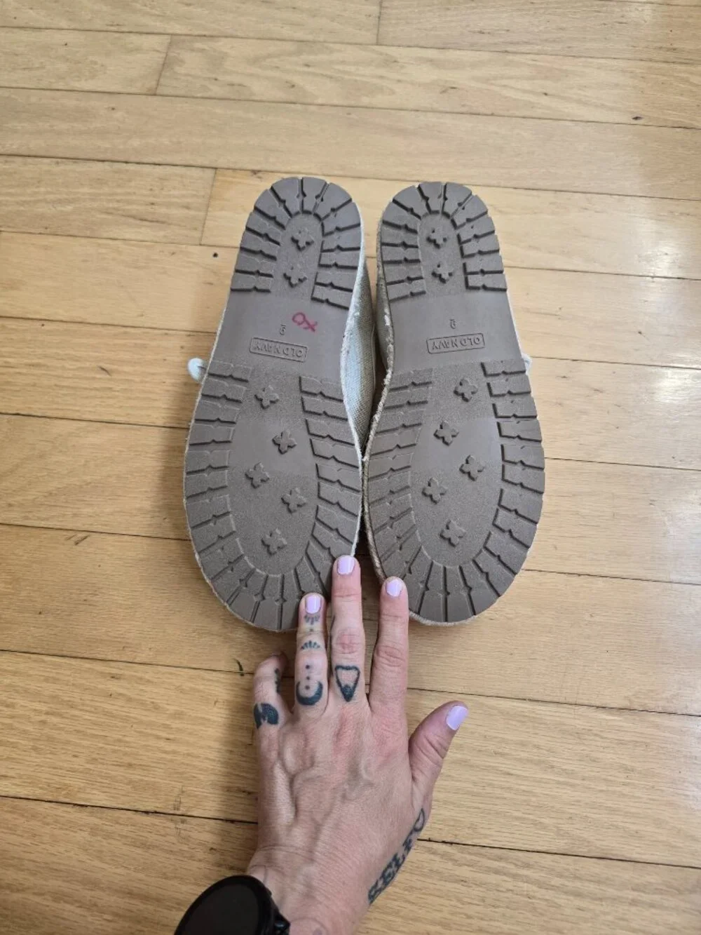 Minimalist Natural Oatmeal Canvas Espadrille Mary Jane BalletCore Flats WMS 9